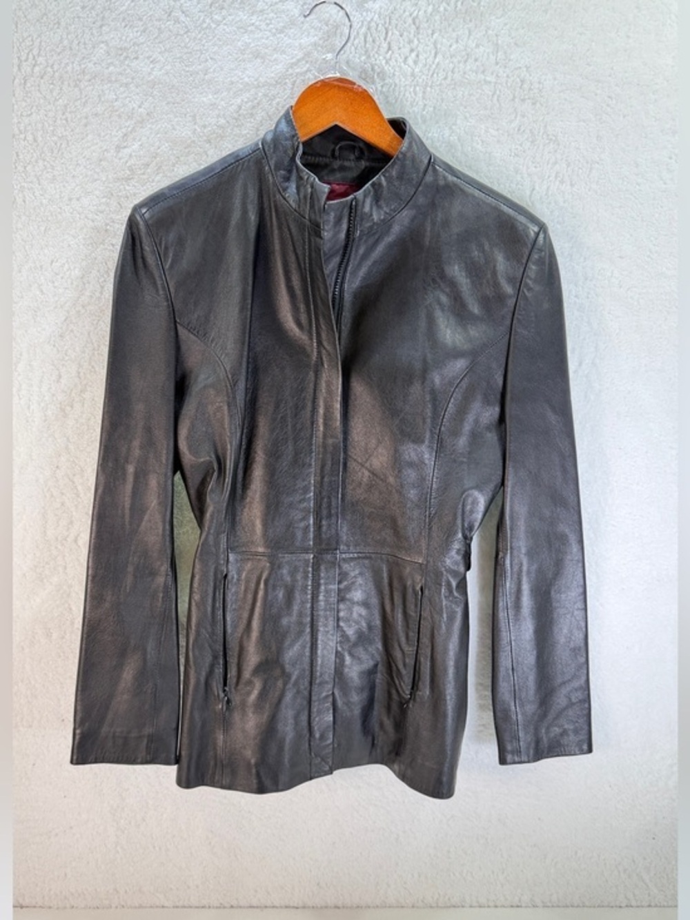 Wilsons Leather Pelle Studio Gray Genuine Leather Moto Jacket Women’s Medium